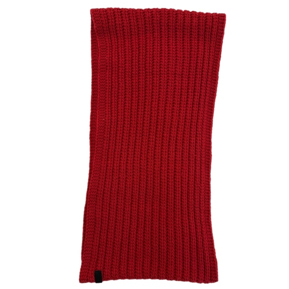 Coach Red Wool-Blend Ribbed Infinity Scarf – Soft, Chunky Knit – 17" x 66" - Picture 4 of 10